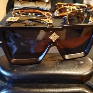 Louis Vuitton Black Sunglasses with Gold Accent